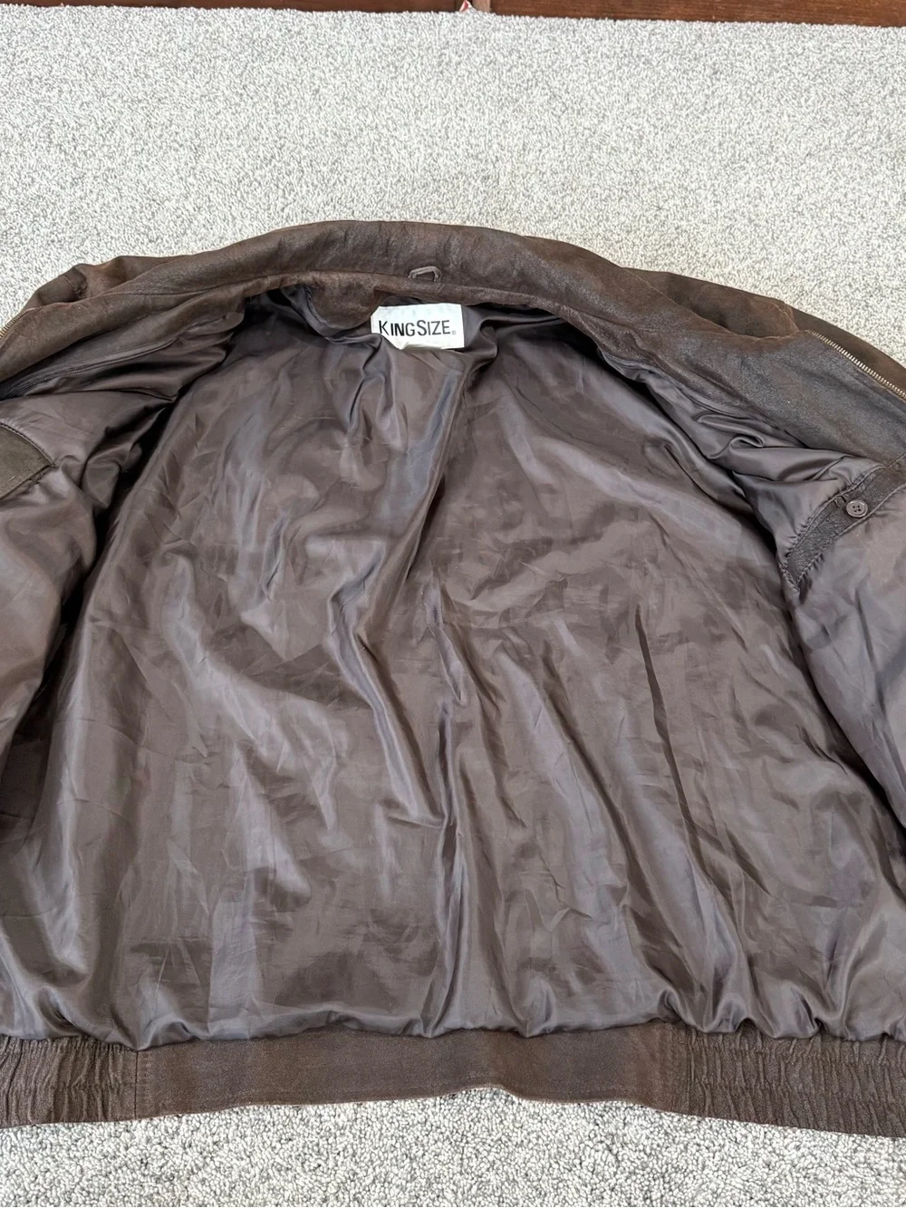 Vintage King Size Chocolate Brown Genuine Suede Bomber Jacket Men’s Big 4XL